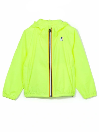 Shop K-way Yellow Contrast Zip Up Jacket In Giallo
