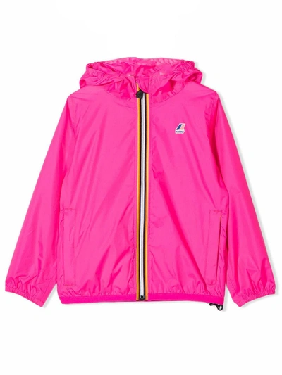 Shop K-way Fuchsia Hooded Rain Jacket In Fuxia