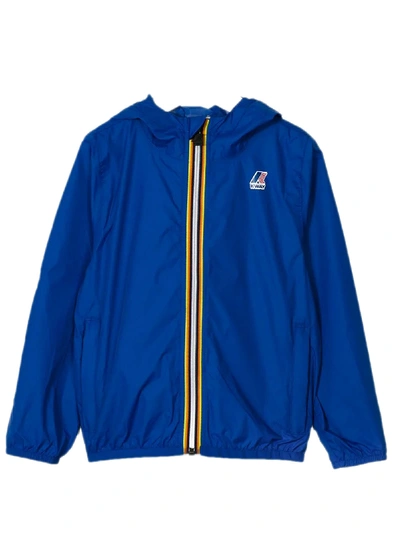 Shop K-way Blue Contrast Zip Up Jacket In Bluette