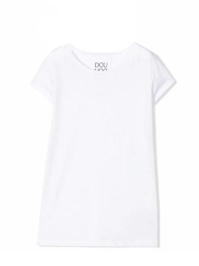 Shop Douuod White Cotton T-shirt In Bianco