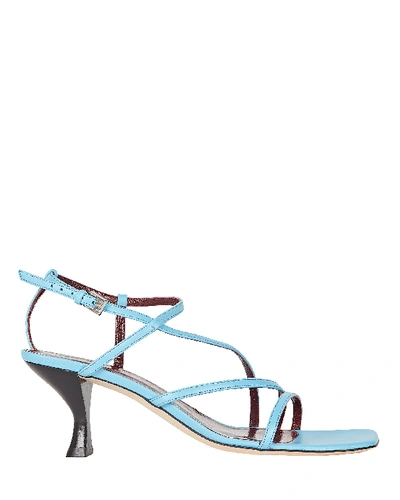 Shop Staud Gita Strappy Leather Sandals In Blue-med