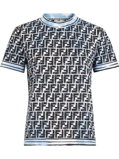 Shop Fendi -motif T-shirt In Blue