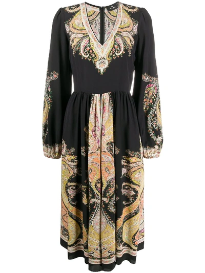 Shop Etro Paisley Print Dress In Black