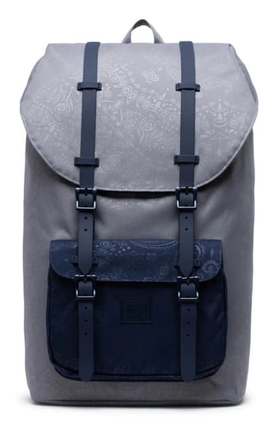 Shop Herschel Supply Co Little America Backpack In Grey/ Peacoat Bandana