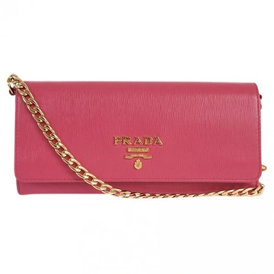 Pre-owned Prada Pink Leather Wallet