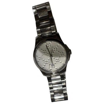 Pre-owned Gucci G-timeless Grey Steel Watch