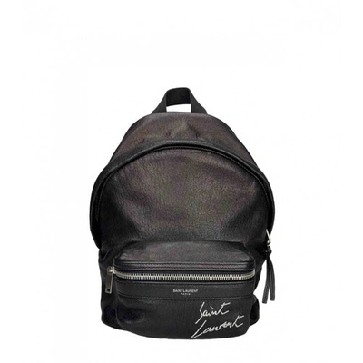 Pre-owned Saint Laurent Black Leather Backpack