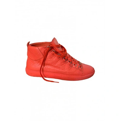 Pre-owned Balenciaga Arena Red Leather Trainers