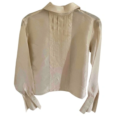 Pre-owned Saint Laurent Ecru Silk  Top