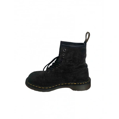 Pre-owned Dr. Martens' 1460 Pascal (8 Eye) Black Suede Boots