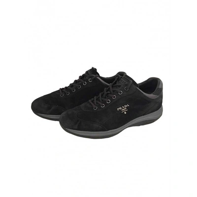 Pre-owned Prada Navy Suede Trainers