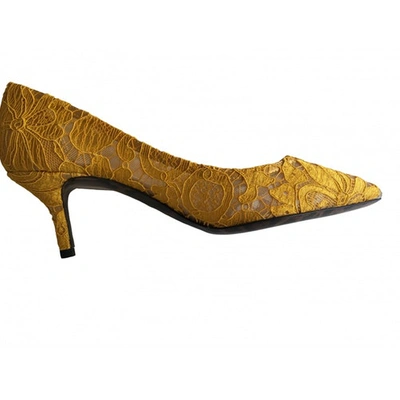 Pre-owned Dolce & Gabbana Taormina Cloth Heels In Yellow