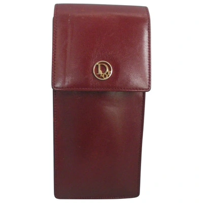 Pre-owned Dior Leather Purse In Burgundy