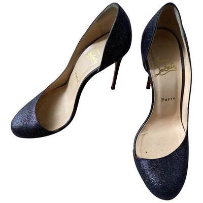 Pre-owned Christian Louboutin Glitter Heels In Navy