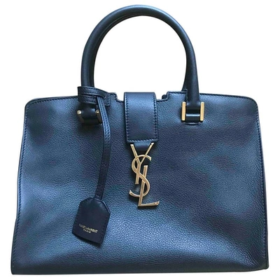Pre-owned Saint Laurent Monogram Cabas Black Leather Handbag