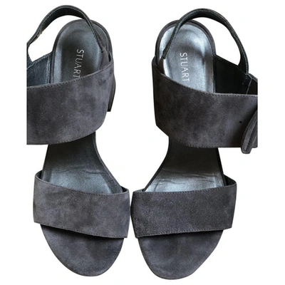 Pre-owned Stuart Weitzman Anthracite Suede Sandals