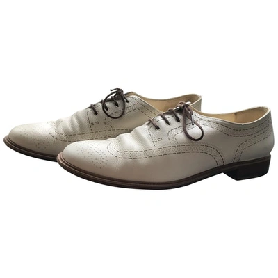 Pre-owned Robert Clergerie Leather Lace Ups In Beige