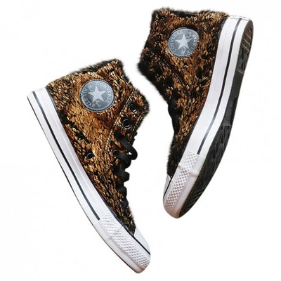 Pre-owned Converse Gold Fur Trainers