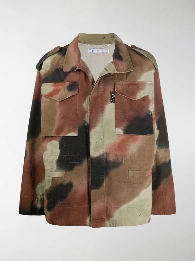 Shop Off-white Arrow-motif Camouflage Shirt Jacket In Green