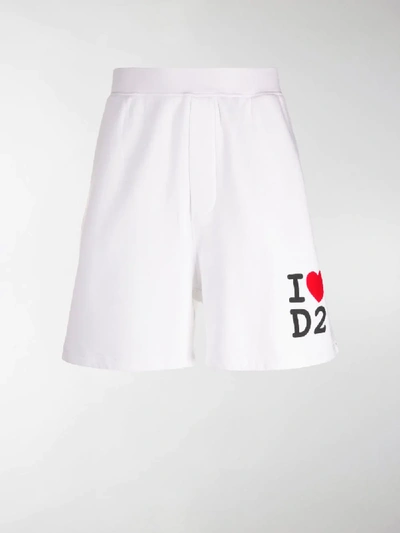 Shop Dsquared2 Love Logo Print Track Shorts In White