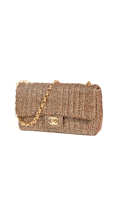 Pre-owned Chanel Gold Tweed 10 2.55 Flap Bag"