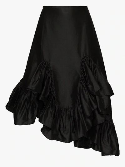 Shop Marques' Almeida Asymmetric Silk Skirt In Black