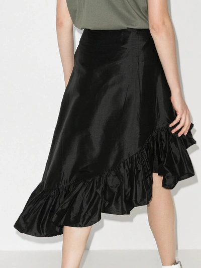 Shop Marques' Almeida Asymmetric Silk Skirt In Black