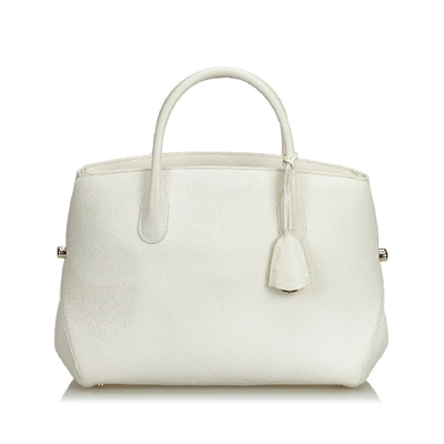 Shop Dior Leather Open Bar Handbag In White