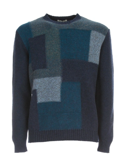 Shop Etro Sweater Crew Neck W/patch In Blue