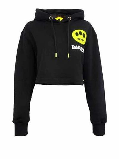 Shop Barrow Black Maxi Print Hooded Sweatshirt