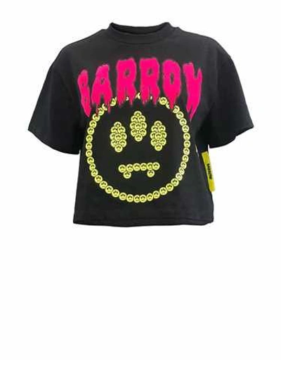 Shop Barrow Black Crop Maxi Print T-shirt