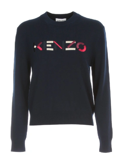 Shop Kenzo Logo Jumper In Blue