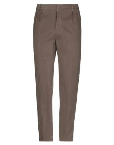 Shop Dondup Man Pants Brown Size 35 Cotton, Lyocell, Elastane