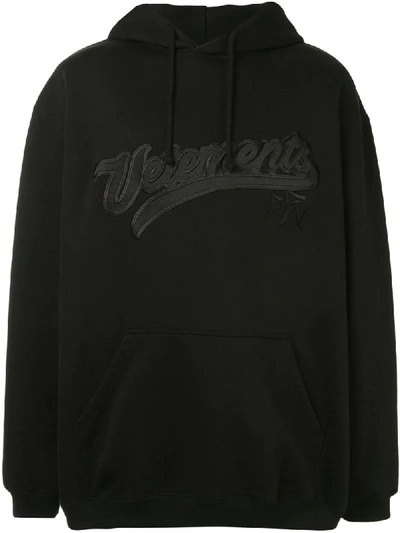 Shop Vetements Logo Hoodie In Black