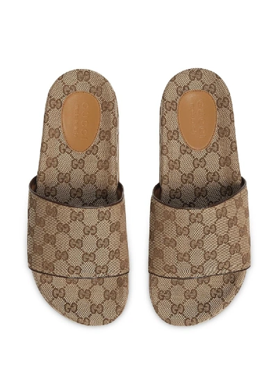 Shop Gucci Gg Canvas Slide Sandal In Beige