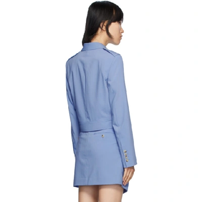 Shop Helmut Lang Blue Belted Blazer In Baby Blue