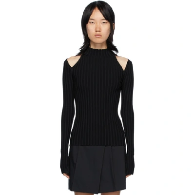 Shop Helmut Lang Black Cutout Pullover Crewneck