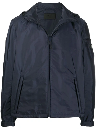 Shop Prada Hooded Jacket In Blau