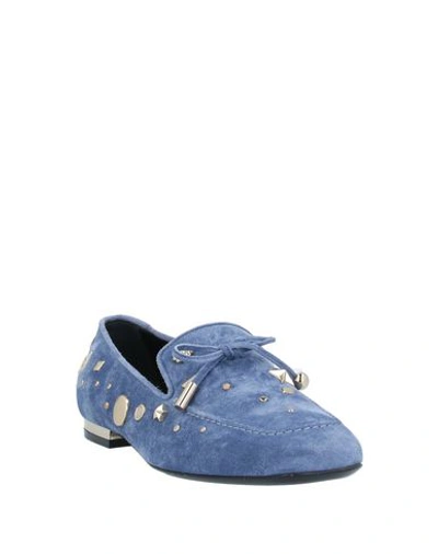 Shop Roger Vivier Woman Loafers Slate Blue Size 5.5 Soft Leather
