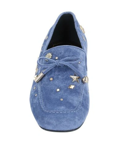 Shop Roger Vivier Woman Loafers Slate Blue Size 5.5 Soft Leather