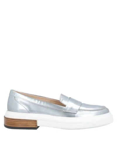 Shop Tod's Woman Loafers Silver Size 8.5 Soft Leather