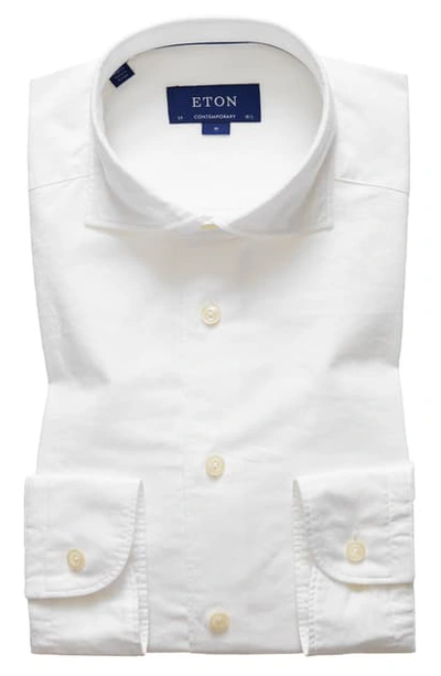 Shop Eton Soft Casual Slim Fit Solid Cotton & Silk Shirt In White