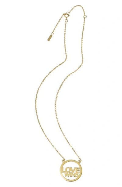 Shop Adornia Love Wins Pendant Necklace In Metallic Gold