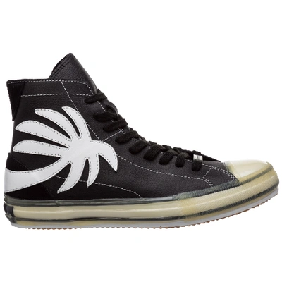 Shop Palm Angels Men's Shoes High Top Leather Trainers Sneakers Vulcanized In Black
