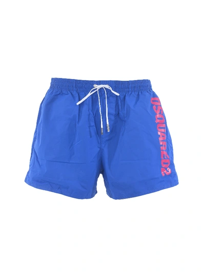 Shop Dsquared2 Logo Swim Shorts In Blue