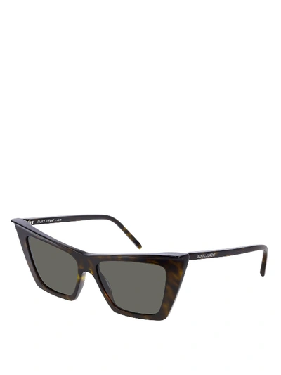 Shop Saint Laurent Sl 372 Dark Havana Sunglasses In Brown
