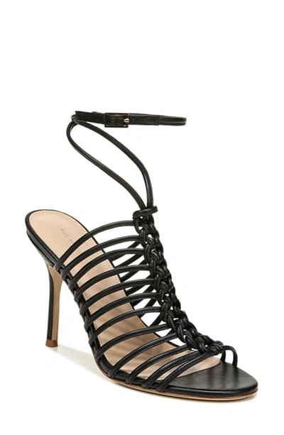 Shop Via Spiga Paula Wrap Ankle Cage Sandal In Black Nappa Leather