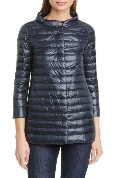 Shop Herno Rossella Water Repellent High/low A-line Down Puffer Jacket In Navy