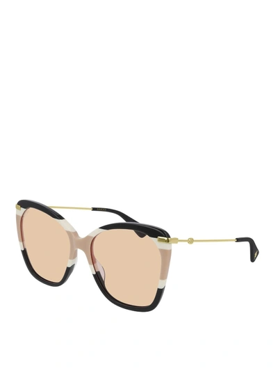 Shop Gucci Patterned Cat-eye Sunglasses In Multicolour