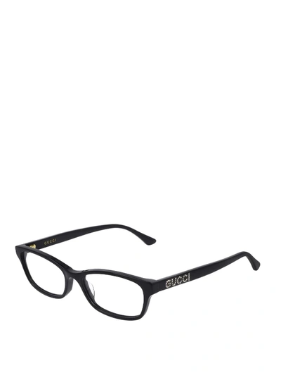Shop Gucci Rectangular Eyeglasses In Black